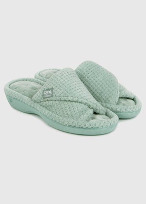 Totes Isotoner Mint Popcorn Turnover Open Toe Slippers Matalan