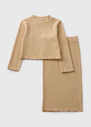 Ribbed sweater and skirt set hot sale