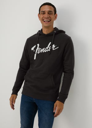 Black Fender Print Hoodie Matalan