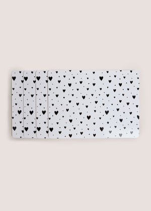 4 Pack White & Black Heart Cork Placemats