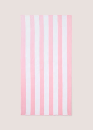 Pink Microfibre Stripe Beach Towel