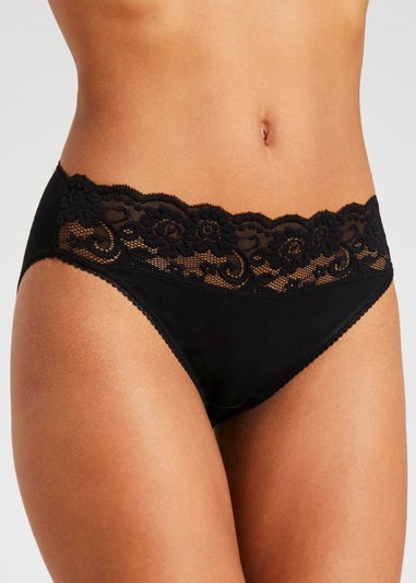 5 Pack Lace Trim High Leg Knickers