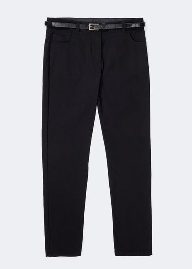 Girls Black Belted Skinny School Trousers (8-16yrs)