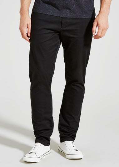 Black Straight Fit Stretch Chinos