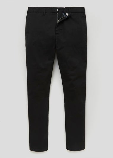 Black Straight Fit Stretch Chinos