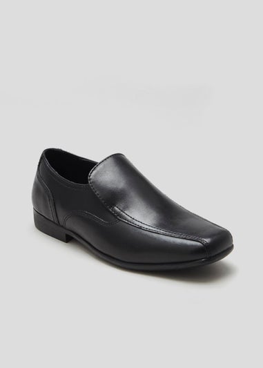 Boys Black Leather Slip On Shoes (Younger 10-Older 6)