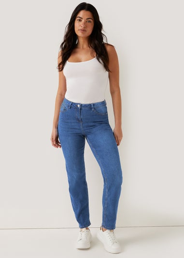 Grace Mid Wash Straight Fit Jeans - Matalan