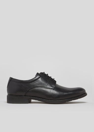 Soleflex Black Real Leather Derby Shoes