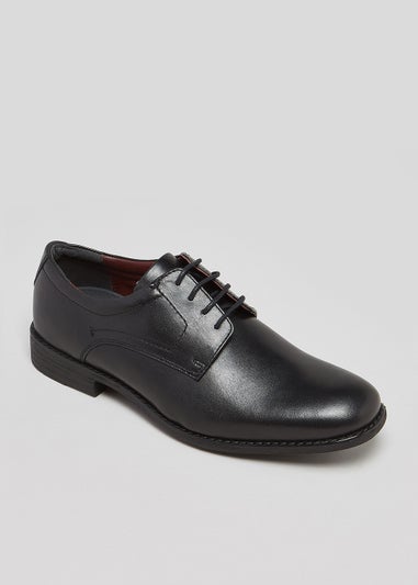 Soleflex Black Real Leather Derby Shoes