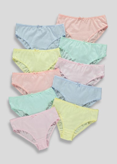 Girls 10 Pack Pastel Knickers (2-13yrs)
