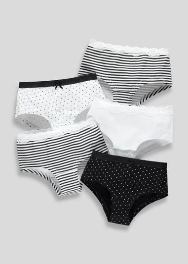 Girls 5 Pack Lace Pointelle Boy Shorts (4-13yrs)