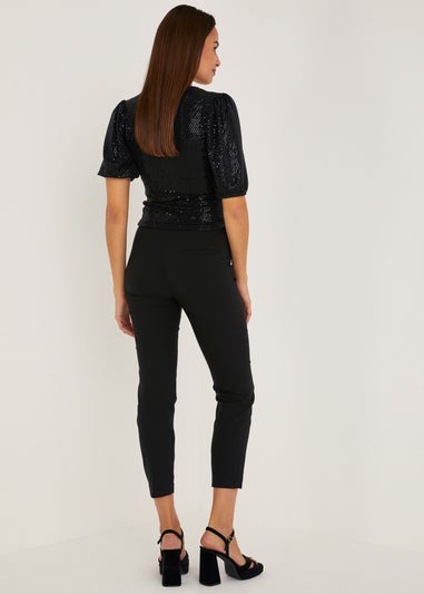 Et Vous Black Bengaline Slim Fit Ankle Grazer Trousers