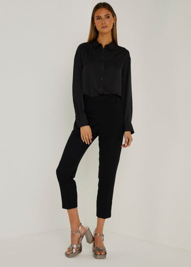 Black Slim Fit Ankle Grazer Trousers