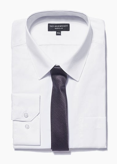 Taylor & Wright White Regular Fit Shirt & Tie Set