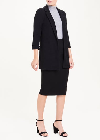 Black Crepe Stretch Pencil Skirt