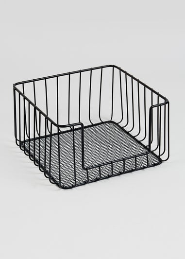 Black Wire Stackable Storage Basket (13.5cm x 25cm x 24.5cm)
