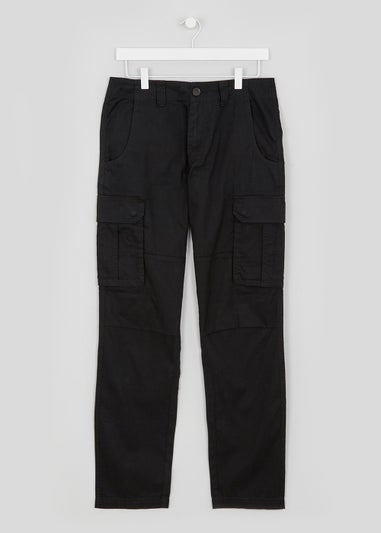 Black Slim Fit Cargo Trousers