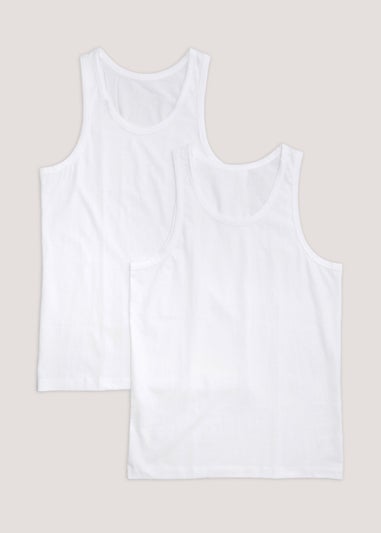 2 Pack White Cotton Vests
