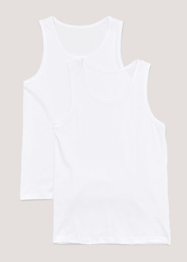 2 Pack White Cotton Vests - Matalan