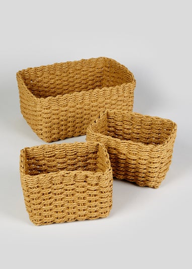Set of 3 Natural Paper Rope Storage Baskets