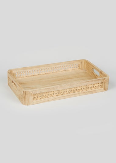 Wooden Cane Serving Tray (43cm x 26cm)