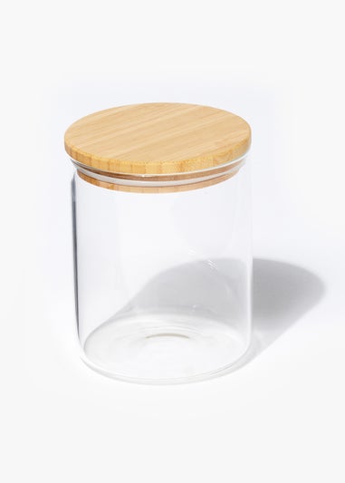 Wood Lid Glass Food Storage Jar (11cm x 14cm)