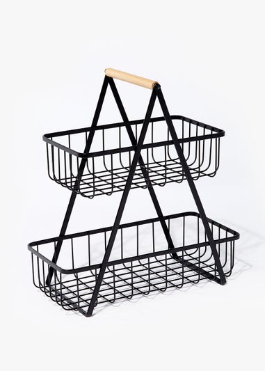 Black Wire Two Tier Storage Basket (30cm x 28cm)