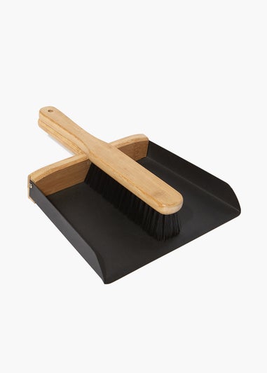 Black Metal Dustpan & Brush (30cm x 20cm x 8cm)