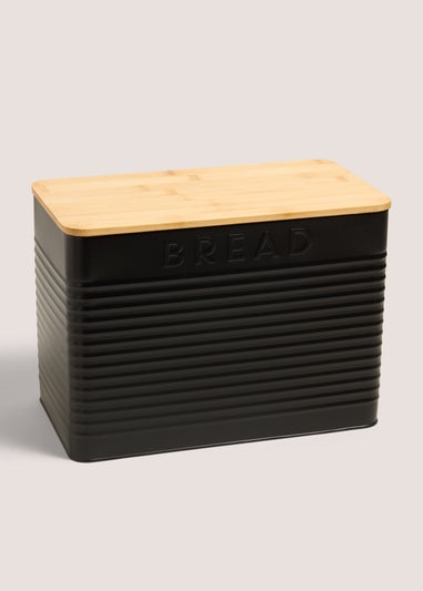 Black Metal Lidded Bread Bin