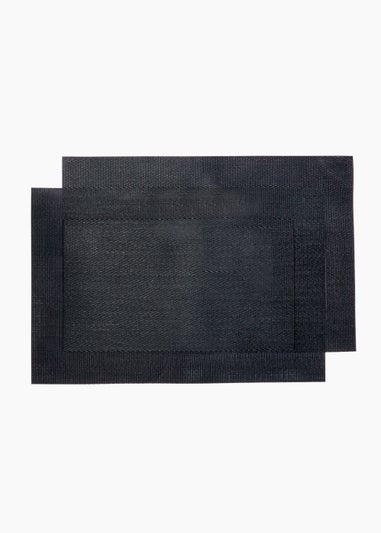 2 Pack Black Woven PVC Placemats (45cm x 30cm)