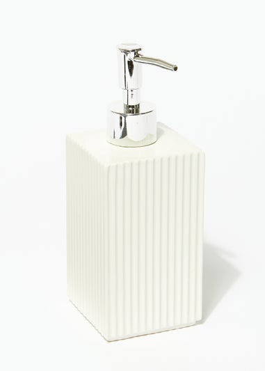 Ridged Square Ceramic Soap Dispenser (18cm x 7cm x 7cm)