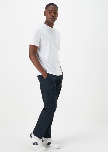Navy Slim Fit Cargo Trousers