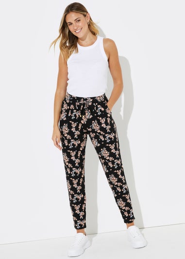 Black Floral Harem Trousers