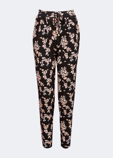 Black Floral Harem Trousers