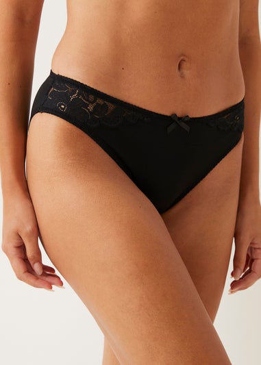 Matalan Lingerie Sexy Briefs Knickers Size 8 Bow Metallised Underwear Black