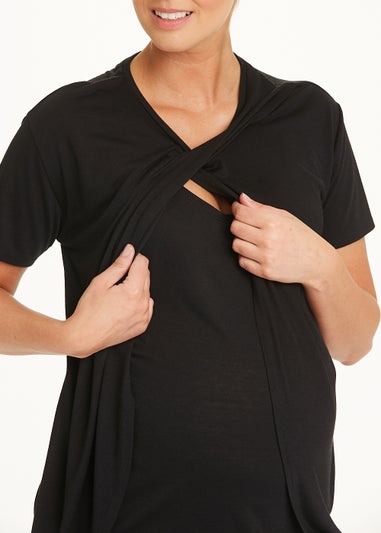 Maternity Black Wrap Nursing Top