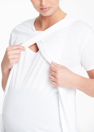 Maternity White Wrap Nursing Top