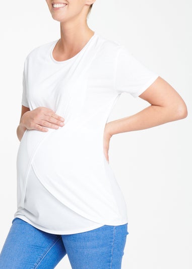 Maternity White Wrap Nursing Top