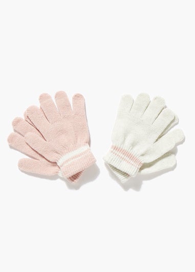 Girls 2 Pack Glitter Magic Gloves (One Size)