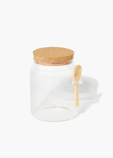 Small Cork Lid Jar & Wooden Spoon Set (16cm x 11cm)