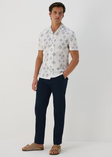 Navy Straight Fit Stretch Chinos