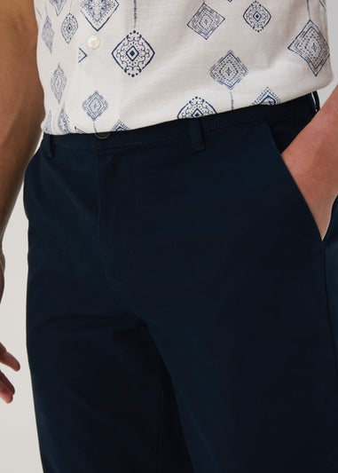 Navy Straight Fit Stretch Chinos