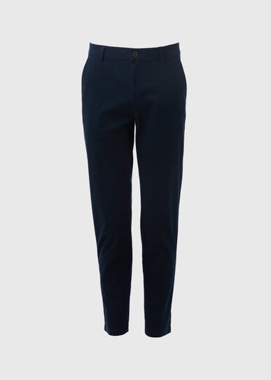 Navy Straight Fit Stretch Chinos