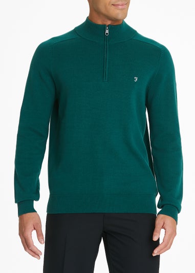Farah Green Half Zip Knitted Sweatshirt