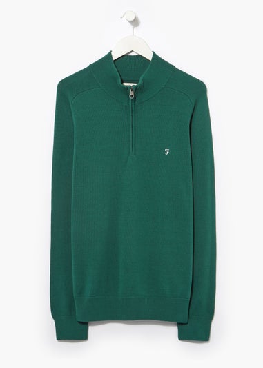 Farah Green Half Zip Knitted Sweatshirt