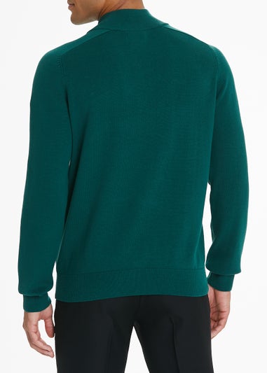 Farah Green Half Zip Knitted Sweatshirt