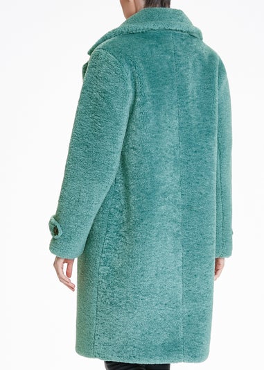 Teal Teddy Fleece Double Breasted Coat