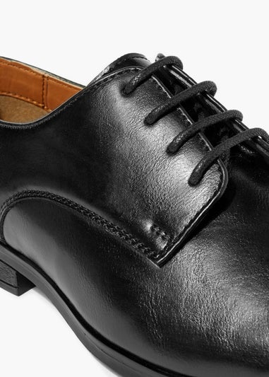 Black Faux Leather Derby Shoes