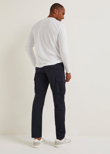 Navy Slim Fit Cargo Trousers
