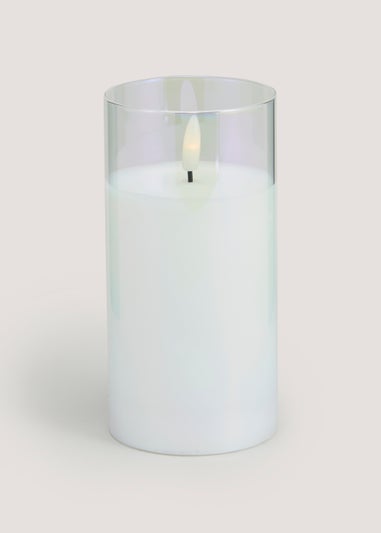 Large Glass LED Lustre Candle (7.5cm x 15cm)